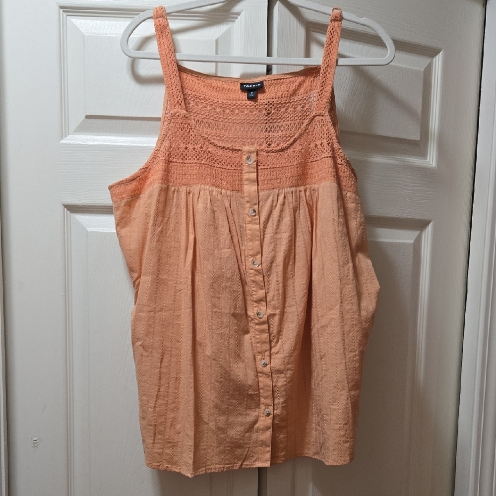 Torrid Peach Button-Front Tank Top